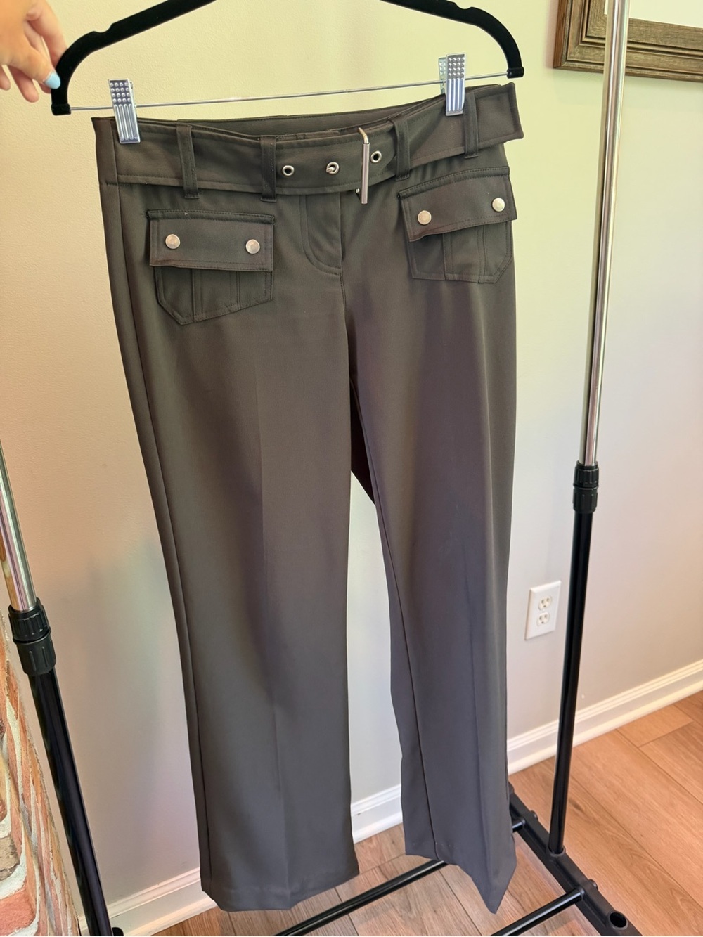No Boundaries Vintage y2k Brown Belted low rise Trouser Pants Flare Bootcut